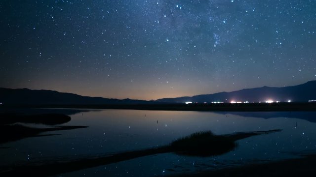 Milky Way Aquarids Meteor Shower Reflections on Lake Sierra Nevada Mts California USA