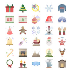 Fototapeta na wymiar Merry Christmas (xmas) stuff flat design icon set, vector, illustration
