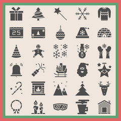 Fototapeta na wymiar Merry Christmas (xmas) stuff solid icon set, vector, illustration