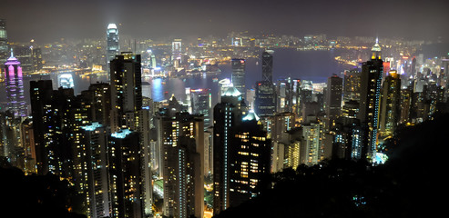 Obraz premium Great view of glittering Hong Kong at night