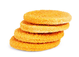 Stack of fried cutlets isolated on white background
