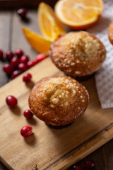 Muffins on Wooden Table