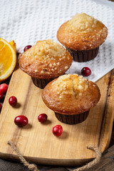 Muffins on Wooden Table