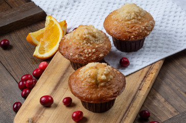 Muffins on Wooden Table