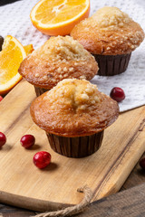 Muffins on Wooden Table