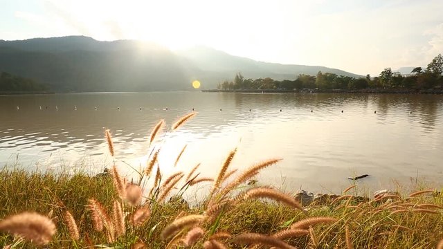 Hauy Tueng Thao lake with mountain view in  Chiangmai Thailand
