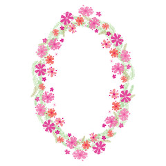 Vector floral colorful wreath on a white background.