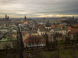 Krakow's Old Town with a bird's eye view of the north-west side