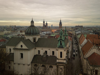 Krakow's Old Town with a bird's eye view of the north-west side