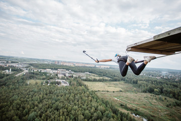 rope jumping is an extreme sport for everyone. Bungee jumping. adrenaline and risk