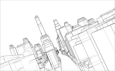 Wire-frame City, Blueprint Style