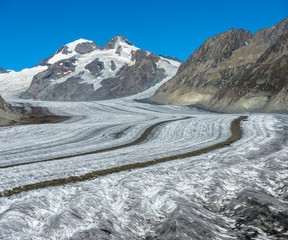 Aletsch glacier area wanderweg hiking trail mountain view in Bettmeralp to Fiescheralp trail
