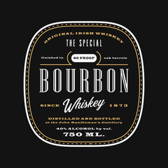 Vintage western alcohol beverage label, bourbon whiskey label template blackboard.