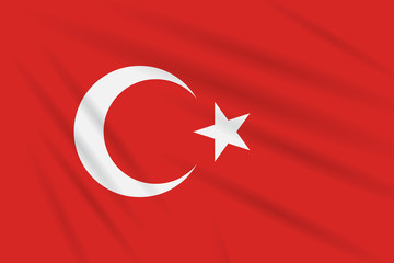 Flag Turkey swaying in wind, realistic vector