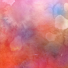 Colorful watercolor texture with abstract washes and brush strokes on the white paper background. 