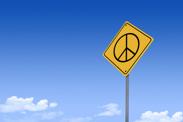 3D Illustration of a road sign _peace sign_angle2