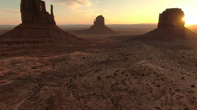 Monument Valley Sunrise Aerial Telephoto Shot Arizona and Utah USA