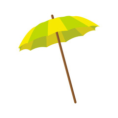 Beach umbrella. Summer. Yellow-green umbrella. Vector illustration . EPS 10.