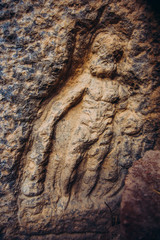 Rock relief statues on the wall from Nicaea Ancient City. Iznik, Bursa, Turkey.