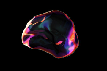 Realistic soap bubble. Rainbow reflection bubble illustration on black backgr