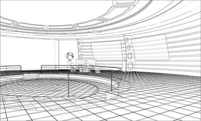 3D outline interior. 3d illustration