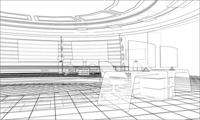 3D outline interior. 3d illustration