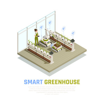 Isometric Smart Greenhouse Background