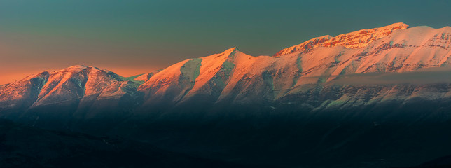 Amazing Sunset Over the Corno Grande Mountain - Campo Imperatore - Abruzzo, Italy