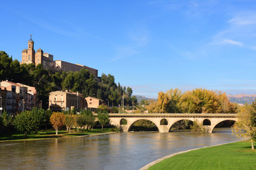 View of Balaguer with the river Segre, LLeida province, Spain