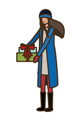 woman with christmas tree avatar character