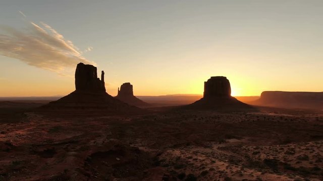 Monument Valley Sunrise Aerial Telephoto Shot Arizona and Utah USA