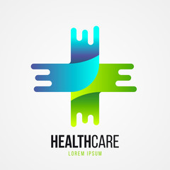 Modern green medical cross symbol. Vector illustration