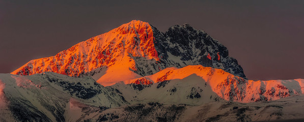 Amazing Sunset Over the Corno Grande Mountain - Campo Imperatore - Abruzzo, Italy