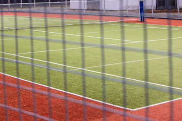 Tennis court, view behind the net
