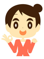 OKサインの女性