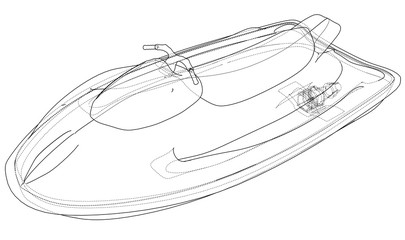 Jet ski sketch. 3d illustration