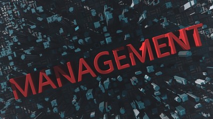 Management - Title on the city concept 3D render