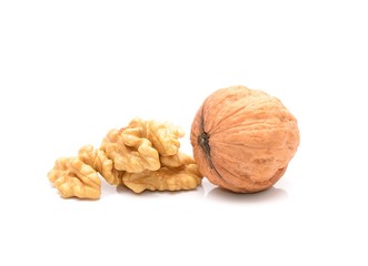  Raw walnuts on white background