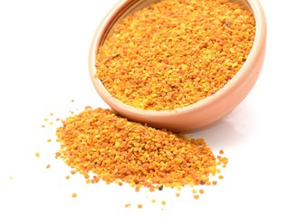 Bee pollen on white background