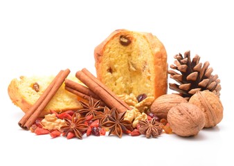  Traditional Christmas panettone with dried fruits