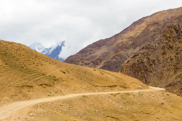Road between the mountains leads to Spiti Valley