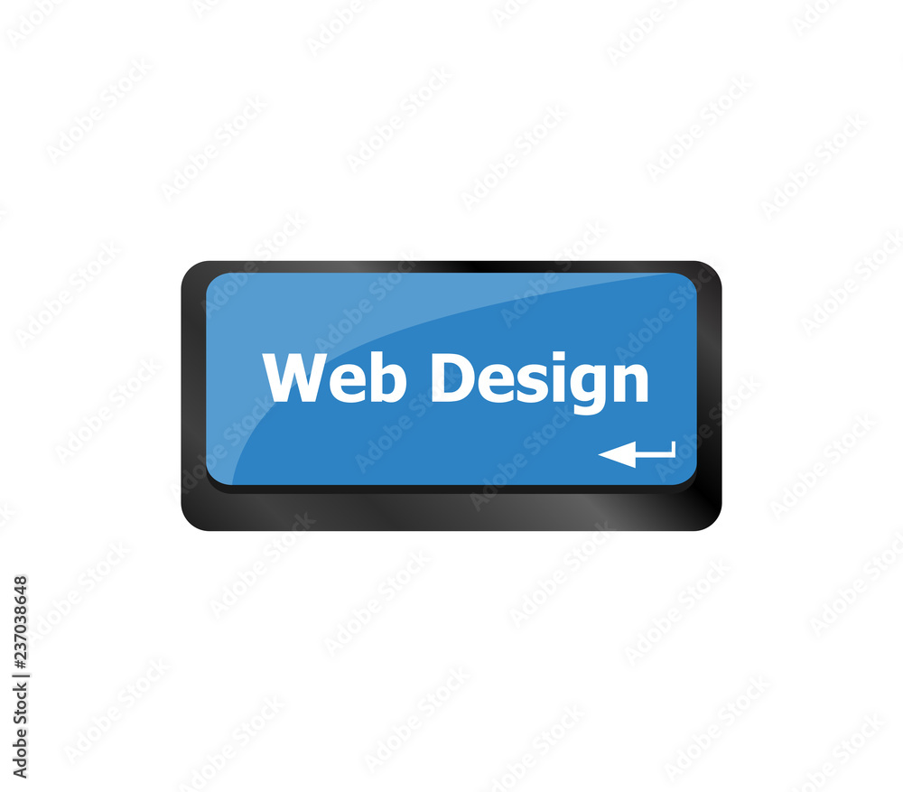 Poster web design text on a button keyboard key