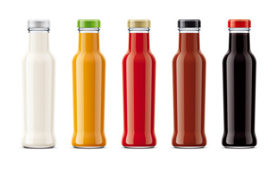 Plastic bottles mockups for sauces