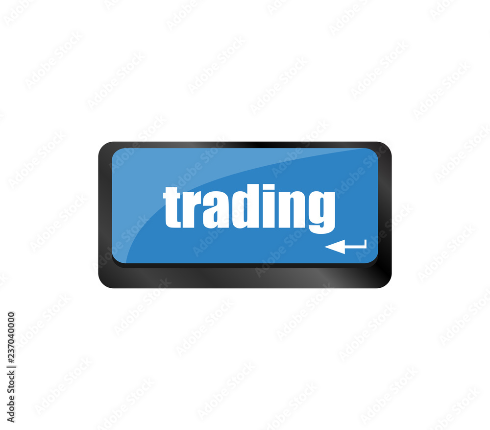 Poster business concept. button on modern computer keyboard with word trading