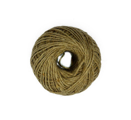 Ball of  thin rope. Top view. Isolated on white background.  