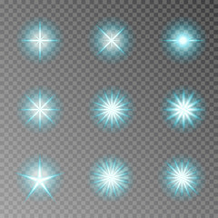 Blue twinkle sparkle vector isolated on transparent background. Flash light camera effect. Glare len - 237040688