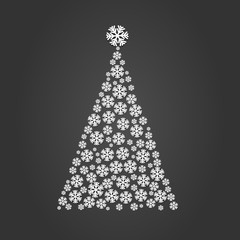 Christmas tree of snow vector. Gretting Xmas card. Christmas snowflake tree decoration. Vector holid