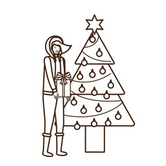 woman with christmas tree avatar character