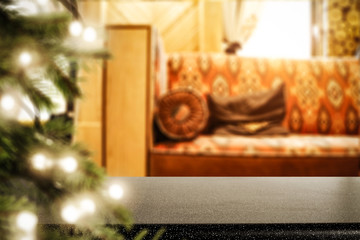 desk of free space and christmas time 