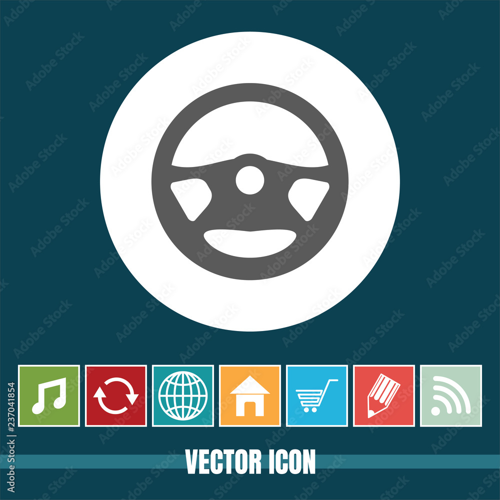 Poster very useful vector icon of steering with bonus icons very useful for mobile app, software & web